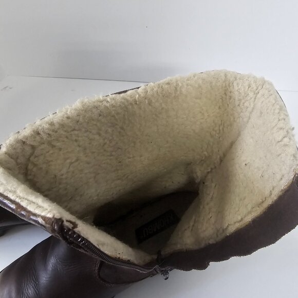 Khombu Boots Brown Leather Rustic Sherpa Winter 8.5 - Picture 8 of 12